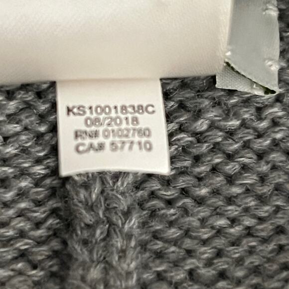 Kate Spade New York Color Block Beanie Bow Gray Off White Knit Hat - Picture 4 of 4